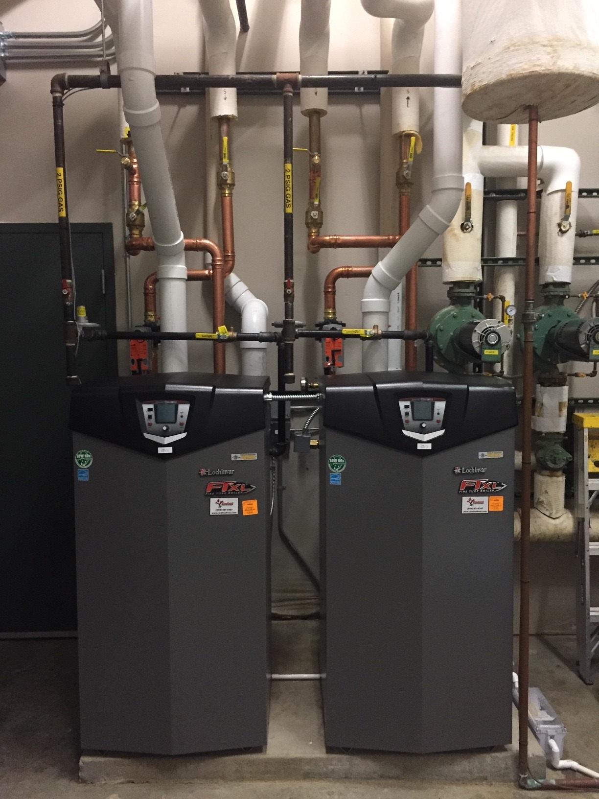 New boilers installed during Door Creek Church's project with Focus on Energy and Cardinal Heating & Air Conditioning