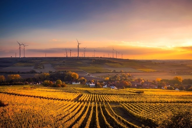 Sunset with Wind farms behind